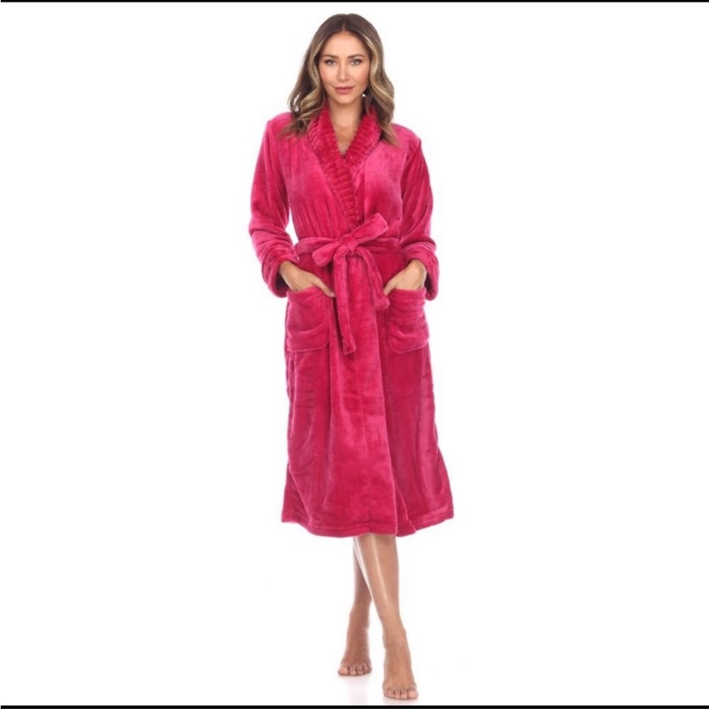 WHITE MARK Super Soft Plush Lounge Robe - Picture 2 of 6